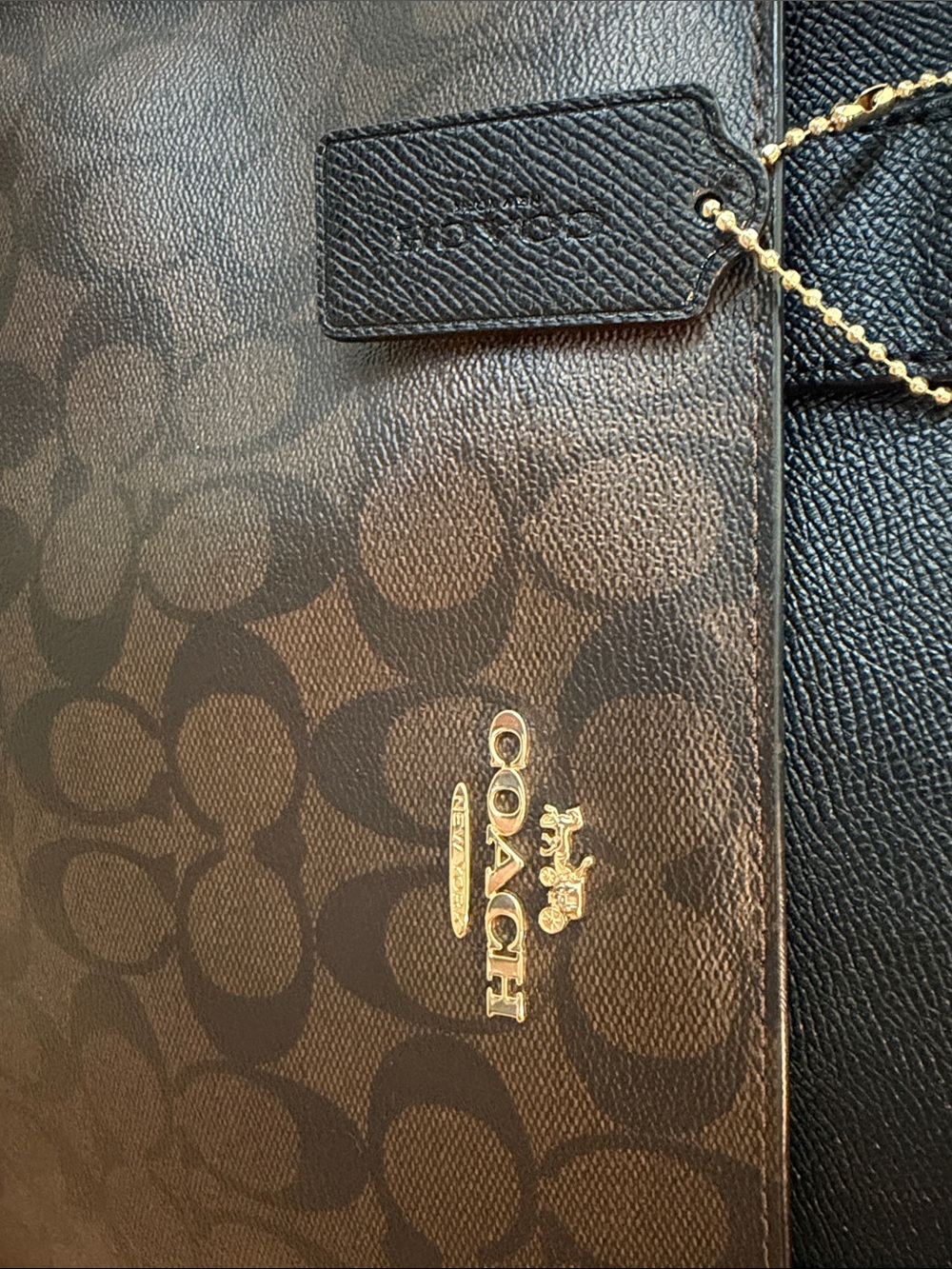 Coach Brown Monogram Tote with Black Trim - Picture 2 of 10